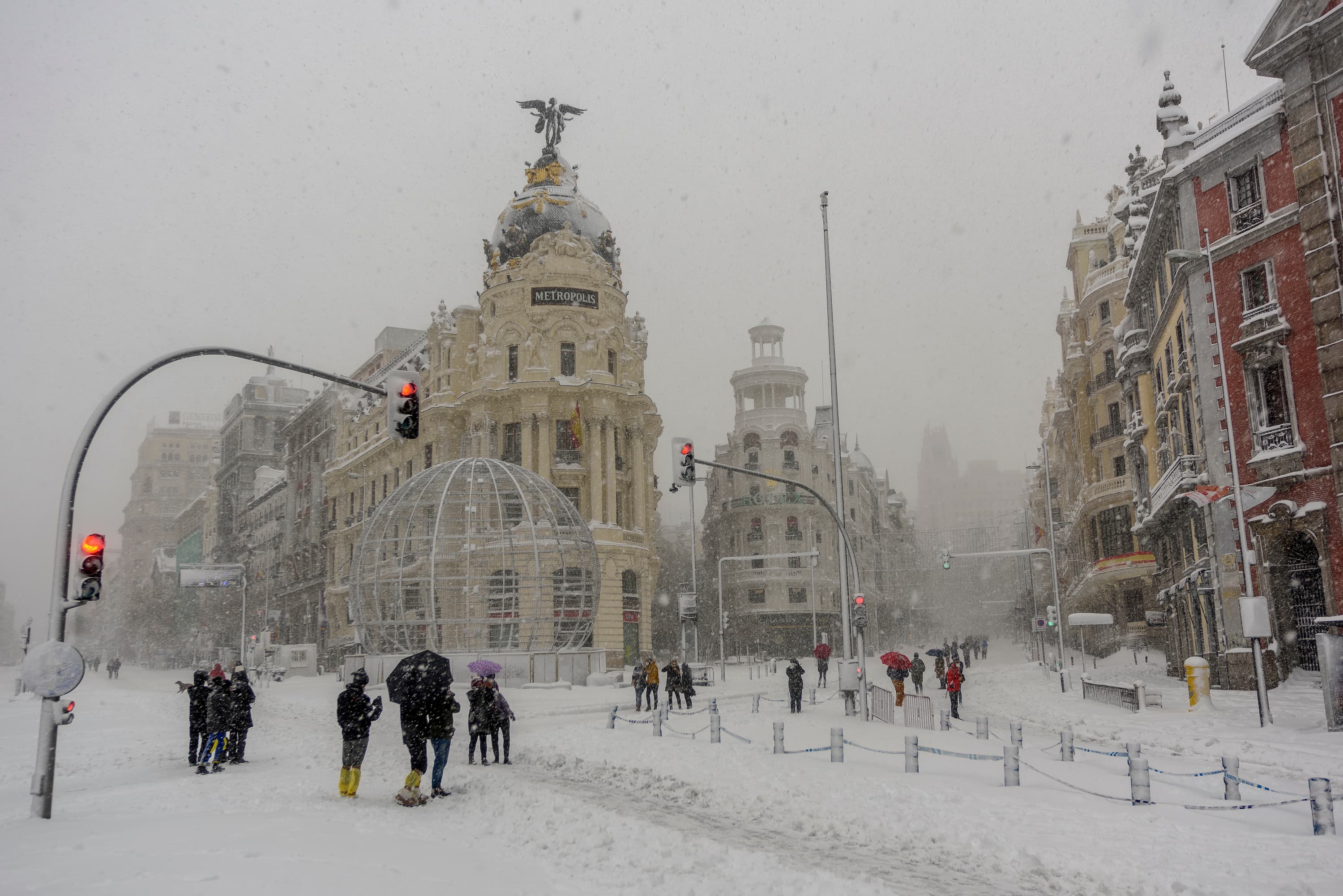  Gran Via con nieve